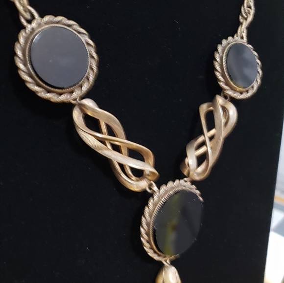 Victorian Jet & Brass Mourning Necklace Choker - Picture 3 of 8